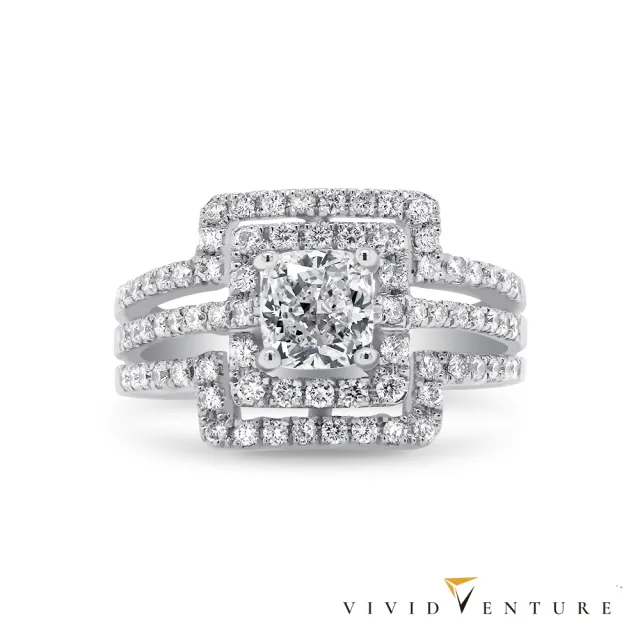 【Vividventure 亞帝芬奇】買一送一 GIA 1克拉 DSI2 鉑金 天然鑽石 戒指 閃耀悅目(買一送GIA30分真鑽項鍊)
