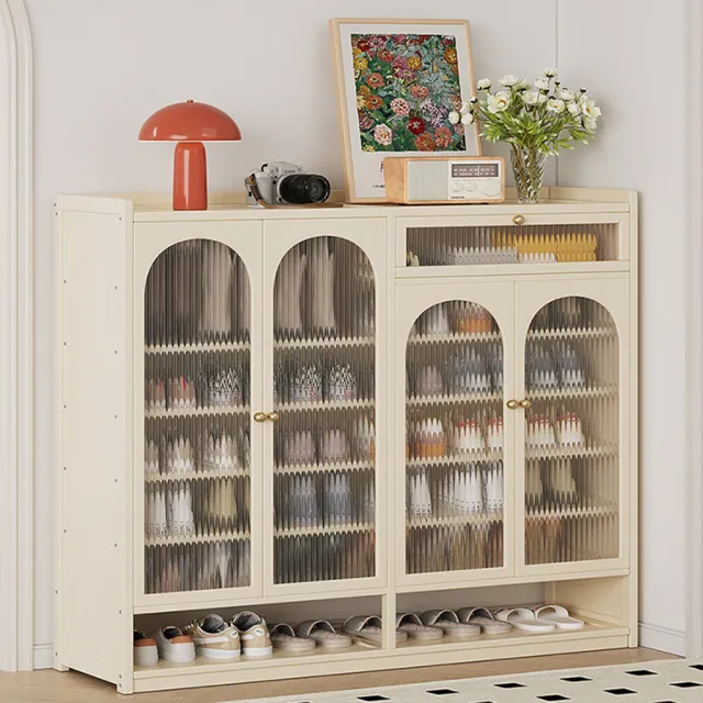 【優美家居】多功能家用鞋櫃 三門八層帶抽屜 一體式多層收納(鞋架 鞋櫃 玄關鞋櫃 防塵鞋櫃 預購15天)