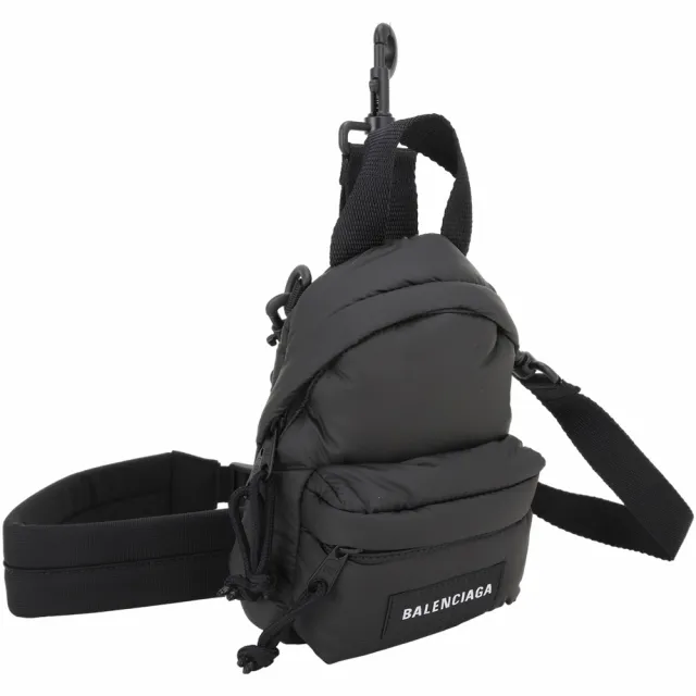 【Balenciaga 巴黎世家】Explorer 字母標籤背包造型膨尼龍手提 斜背包-黑色(斜背包)