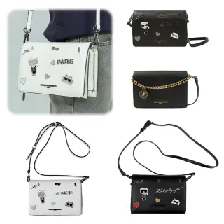 【KARL LAGERFELD 卡爾】卡爾 手機包 真皮 KARL 側背包Woc包 單肩包 卡爾 拉格斐 LAGERFELD 老佛爺(1417)