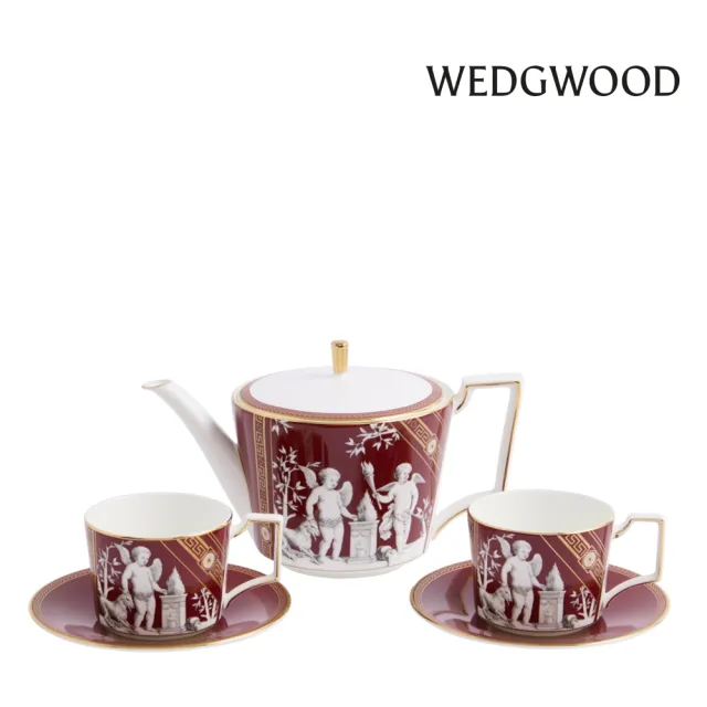 【WEDGWOOD】文藝復興風華 一壺兩杯禮盒組 紅(官方直營)