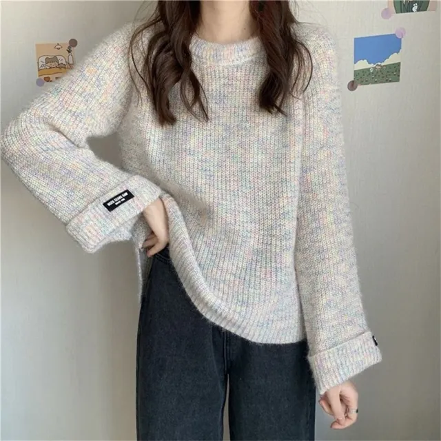 【D.studio】韓版溫柔風寬鬆喇叭袖針織上衣(毛衣長袖上衣衣服保暖上衣冬天女裝秋冬女裝發熱衣W639)