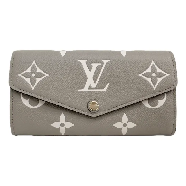 【Louis Vuitton 路易威登】M81049 經典Sarah系列雙色Monogram Empreinte壓紋信封式長夾(米色)
