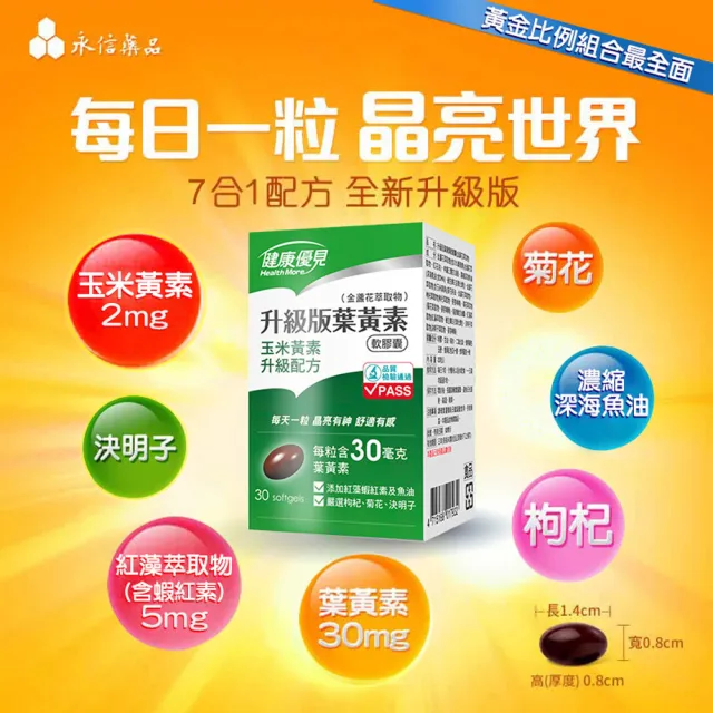 【健康優見】高單位升級版葉黃素軟膠囊x10瓶(30粒/瓶)+贈維生素C1000緩釋錠x2瓶(30粒/瓶)-永信監製