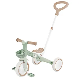 【GLOBBER 哥輪步】官方直營 LEARNING TRIKE 3合1多功能滑步腳踏推車-法式開心果(滑步車、手推車)