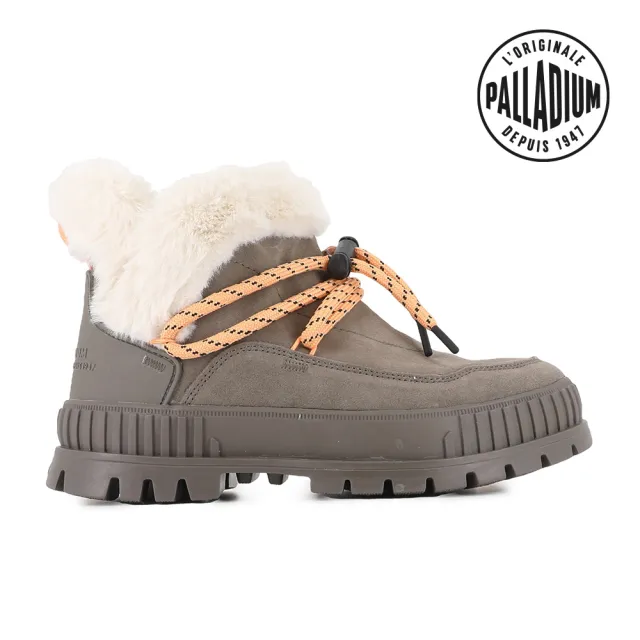 【Palladium】PALLASHOCK LO HIVER麂皮厚底巧克力雪靴/休閒鞋-女鞋-石灰(99516-281-M)