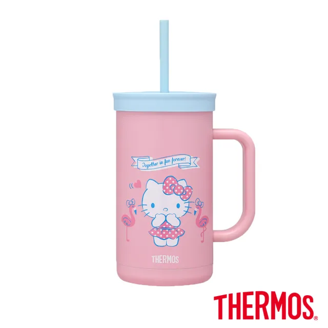 【THERMOS 膳魔師】HelloKitty可進洗碗機不鏽鋼真空吸管杯720ml(TKHA-720KT-SS)