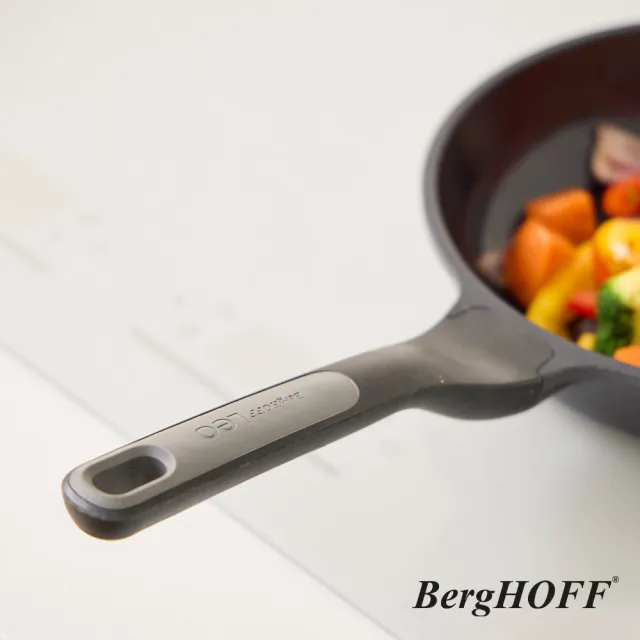 【BergHOFF 貝高福】Stone+陶瓷塗層不沾鍋單柄壓鑄平底鍋24cm(BHST-F24-BK)