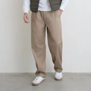 【GIORDANO 佐丹奴】男裝高彈力天絲寬鬆卡其褲 New Preppy系列(44 昆布褐)