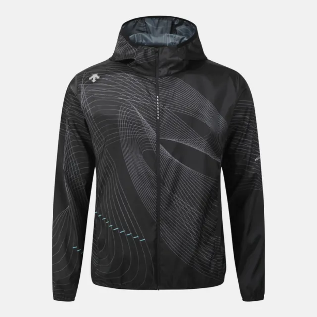 【DESCENTE】外套 男 運動連帽外套 快排 FLIGHT RUNNING JACKET 黑 SQ313RWB77-PBLK