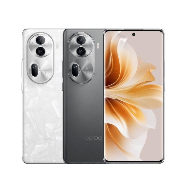 OPPO Reno 11 Pro 5G 智慧型手機，搭載 MediaTek Dimensity 8200 八核心處理器（最高 2.6GHz），流暢執行 Android 14 系統，配備 12GB RAM 與 512GB 儲存空間，無記憶卡槽設計更輕薄。6.7 吋 AMOLED 螢幕解析度 2412x1080，提供鮮豔色彩與細膩顯示。相機系統強大，主鏡頭 5000萬 + 3200萬 + 800萬畫素，前置 3200萬自拍鏡頭，支援 4K 視訊錄影。4600mAh 電池續航出色，機身尺寸 162.4 x 74.1 x 7.66mm，僅 181g 輕盈舒適。支援全頻 5G（N1/N3/N5 等頻段）、4G LTE 雙卡雙待，顏色選擇珍珠白或岩石灰，標準配備手機、充電器、傳輸線、保護殼等。NCC 認證碼 CC AK23 5G 0130T0，規格以官網為準，適合追求高效能與專業攝影的使用者。