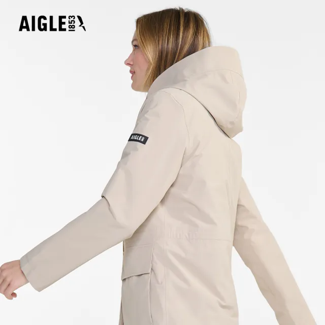 【AIGLE】女 MTD 防水透氣外套｜AG-5AI75A186 杏色(防水外套 防風 防潑水 女外套)