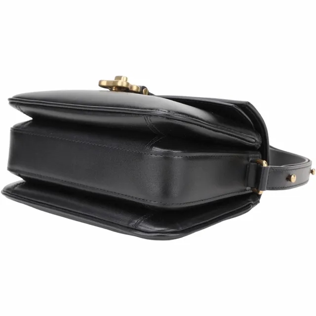 【Balenciaga 巴黎世家】Lady S 雙B金屬旋釦滑動式可調背帶牛皮翻蓋肩斜背包-黑色(斜背包 肩背包)
