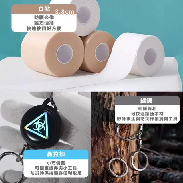 【XUMU SELECT 旭沐選物】22合1豪華版 防災包 避難包 求生包 野外求生工具(求生哨 保暖毯 安全錘 警報器)