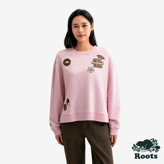 【Roots】Roots女裝- HERITAGE PATCHES 圓領上衣(櫻花粉)