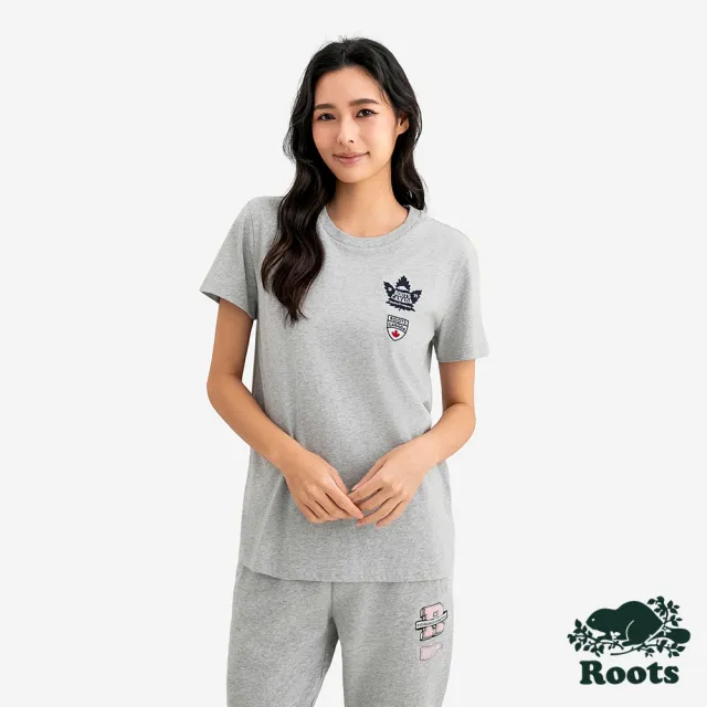 【Roots】Roots女裝- HERITAGE 短袖上衣(混色灰)