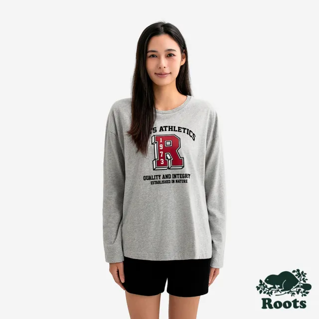 【Roots】Roots女裝- ATHLETICS 長袖上衣(混色灰)