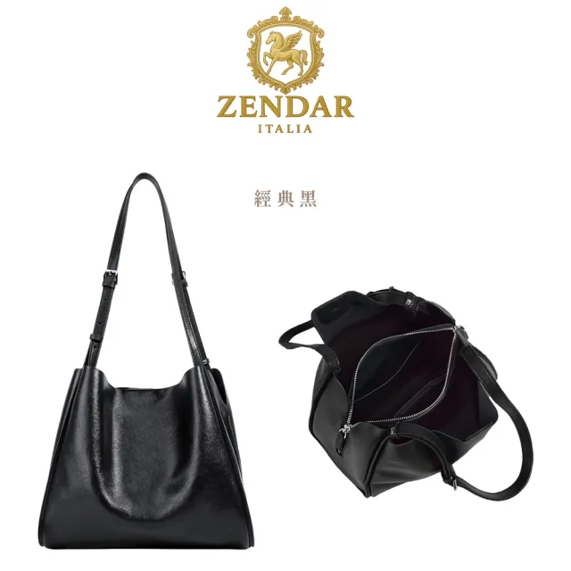 【ZENDAR】直播限定 限量1折 頂級小牛皮肩背包手提包 羅賓系列 全新專櫃展示品(3色)