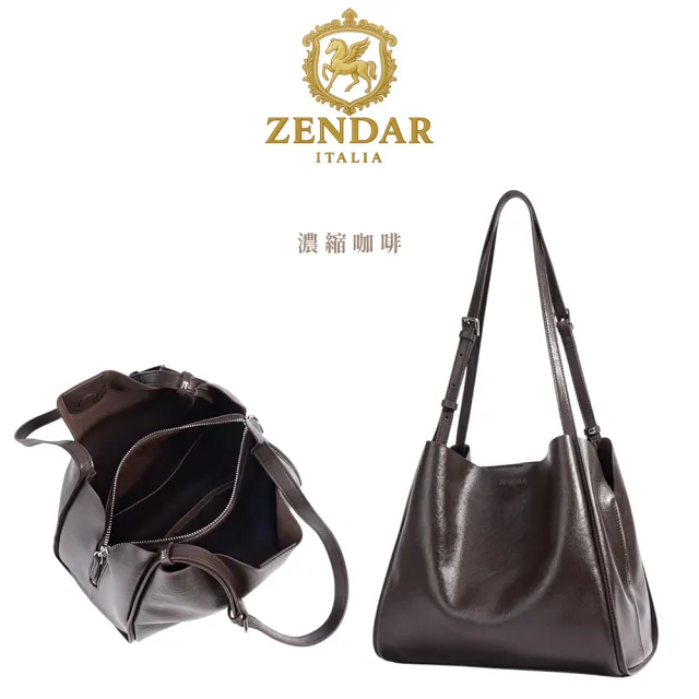 【ZENDAR】直播限定 限量1折 頂級小牛皮肩背包手提包 羅賓系列 全新專櫃展示品(3色)