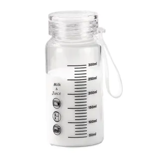 耐高溫帶刻度提繩玻璃杯(可微波 300ml 提醒喝水 水杯 透明水壺 隨行杯 冷水瓶 飲料 環保杯)