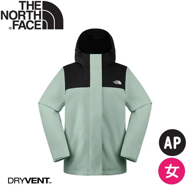 【The North Face】女 DV防水可套接外套 AP《黑/抹茶綠》8DX8/防風外套/衝鋒衣/連帽外套/風雨衣