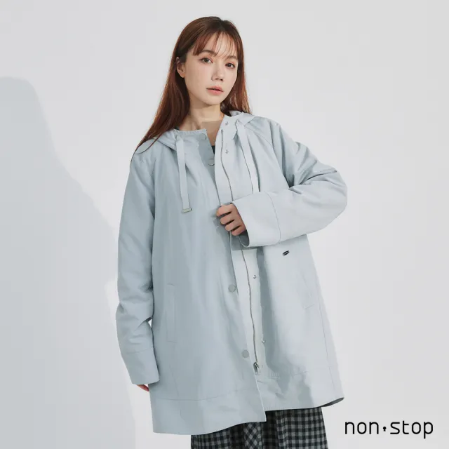 【non-stop】連帽可拆式鋪棉長版外套-2色