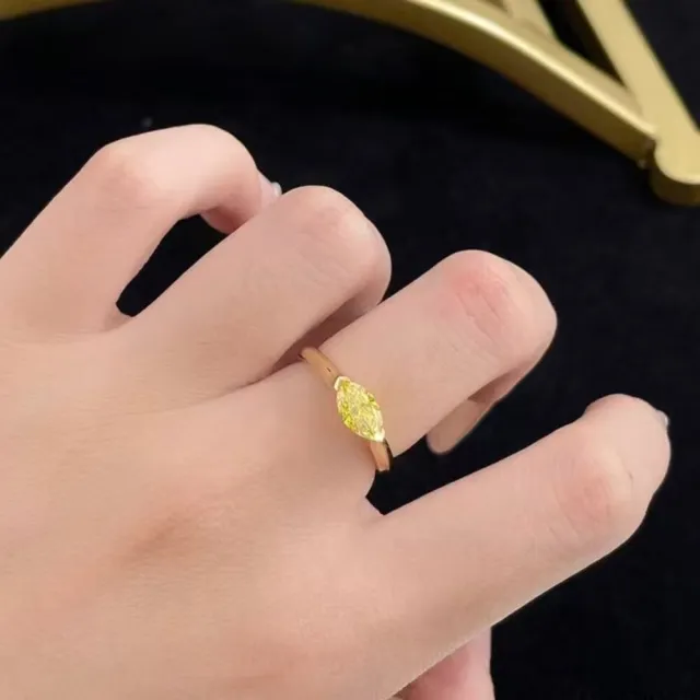 【鉅曜】18K黃金 菱光曳影馬眼黃鑽鑽戒 FVYVS+ (培育鑽石 戒指 彩鑽)