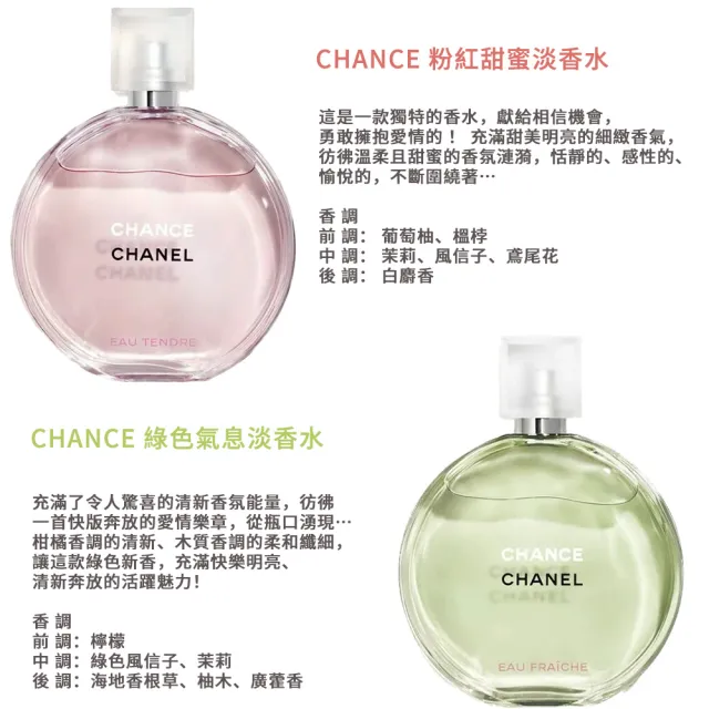 【CHANEL 香奈兒】CHANCE系列淡香水 50ml(多款任選 粉紅甜蜜/綠色氣息/黃色邂逅)