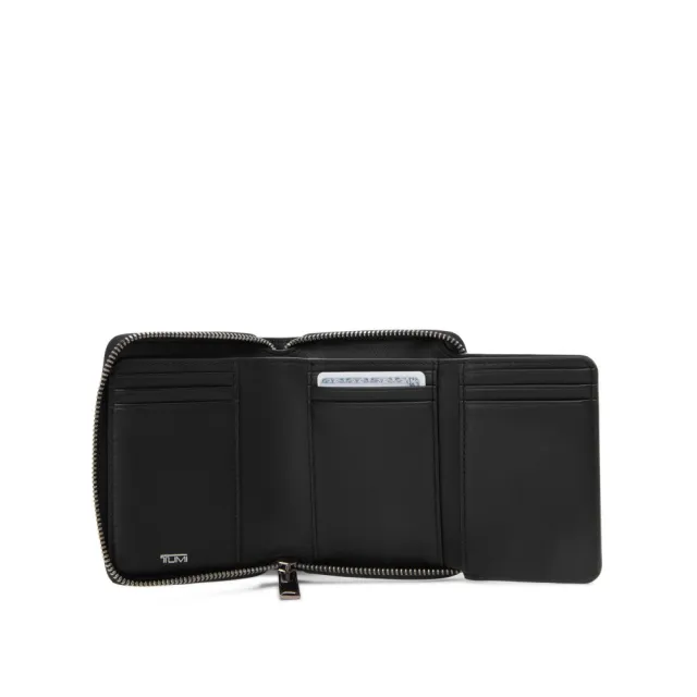 【TUMI】BELDEN SLG 三摺全拉鍊皮革錢包-黑色/青銅色(TUMI 官方旗艦店)