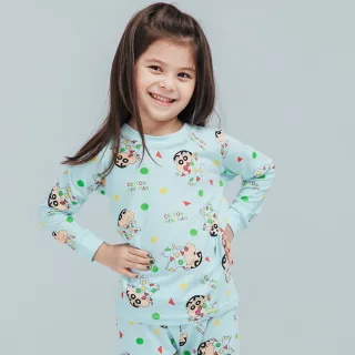 【ONEDER 旺達】蠟筆小新兒童純棉長袖套裝 野原新之助長袖睡衣 長袖家居套裝(兒童睡衣/100%棉質/正版授權)