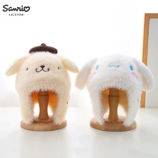 【SANRIO 三麗鷗】正版授權高質感凱蒂貓大耳狗帕恰狗布丁狗美樂蒂酷洛米兒童毛帽(孫女女兒聖誕生日禮物)