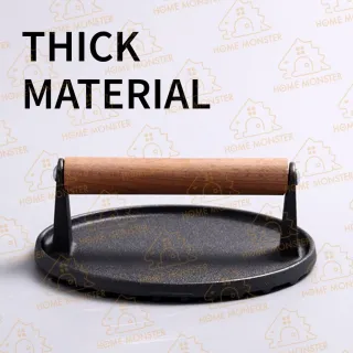 【圓形鑄鐵壓肉板】圓形牛排壓肉器 條紋壓肉器 牛排壓平器 漢堡壓板 鐵板燒料理鐵板 壓餅器(壓肉餅器)