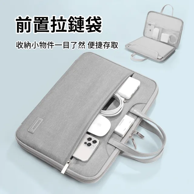 【OMG】180°全開合手提筆電包 防震防潑水16吋電腦包 公事包(絨毛內襯/柔皮手提/行李箱拉桿帶設計)