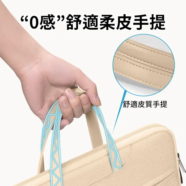 【OMG】180°全開合手提筆電包 防震防潑水16吋電腦包 公事包(絨毛內襯/柔皮手提/行李箱拉桿帶設計)