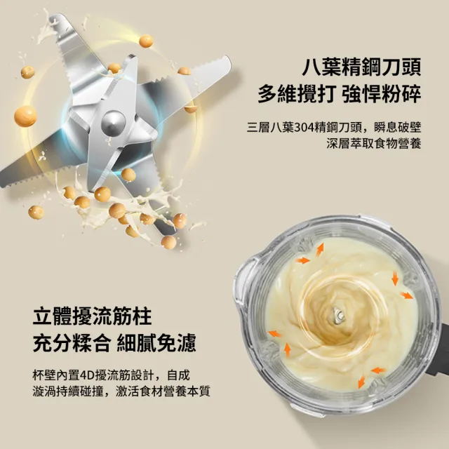 【CUDL 旭帝】免濾破壁機 全自動豆漿機 多功能料理機(智能加熱豆漿機 靜音磨豆機 大容量攪拌機)