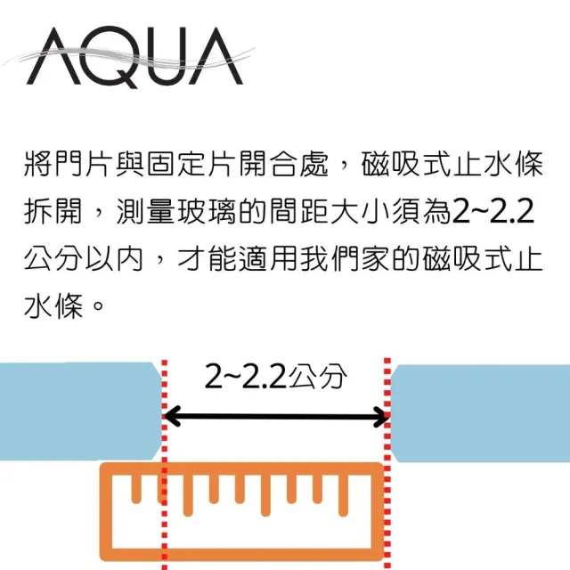 【AQUA】淋浴拉門止水條180°防錯開磁吸條TM-1300(三年保固/止水條/擋水條/防水條/門擋/DIY組裝)
