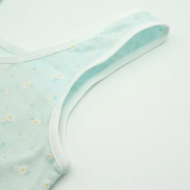 【annypepe】成長內衣 長版背心型 奧地利天絲 QQ 石墨烯護膚胸襯 小雛菊-玻璃藍(少女內衣 學生內衣)