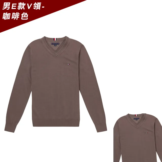 【TOMMY HILFIGER】TOMMY 經典圓V領Logo針織毛衣 上衣-多色選(可搭情侶款/平輸品)