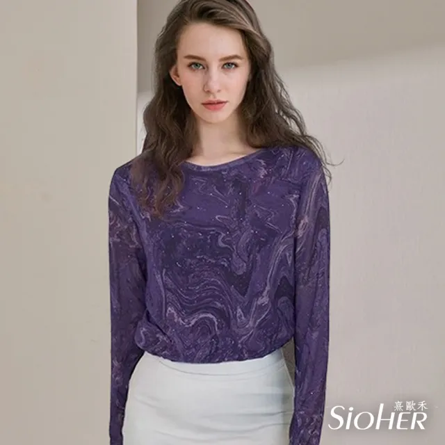 【SiOHER 熹歐禾】現貨 法式浮雕植絨絲網上衣五件組(女裝/女上衣/圓領/百搭/通勤)
