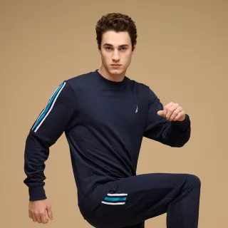 【NAUTICA】官方旗艦 男裝 簡約撞色感長袖T恤(深藍色)