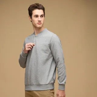 【NAUTICA】官方旗艦 男裝 亨利領休閒運動長袖T恤(灰色)