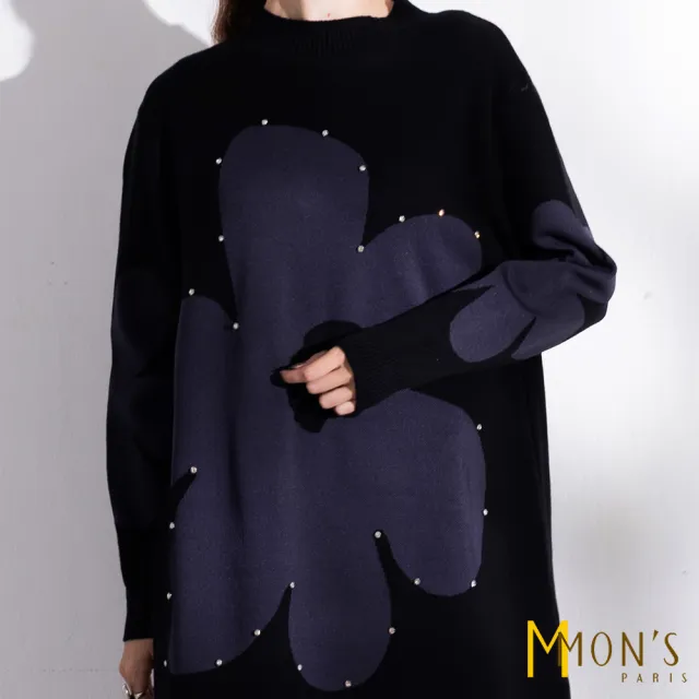 【MON’S】大花鉚釘個性針織洋裝(直)