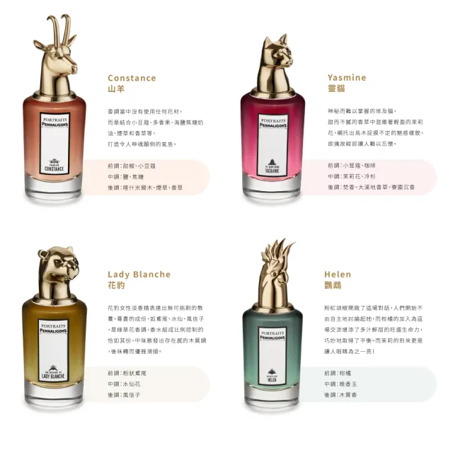 【PENHALIGON’S 潘海利根】獸首肖像系列淡香精75ml(公鹿/狐狸/龍首/獵犬/山羊/靈貓/花豹/老鷹)