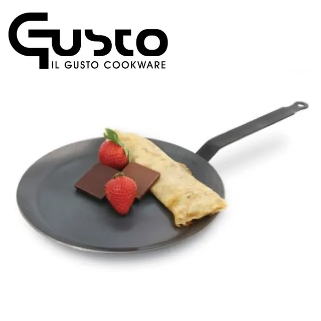 【GUSTO】24cm碳鋼陶瓷不沾塗層法式薄餅淺底煎盤(無PFAS問題)
