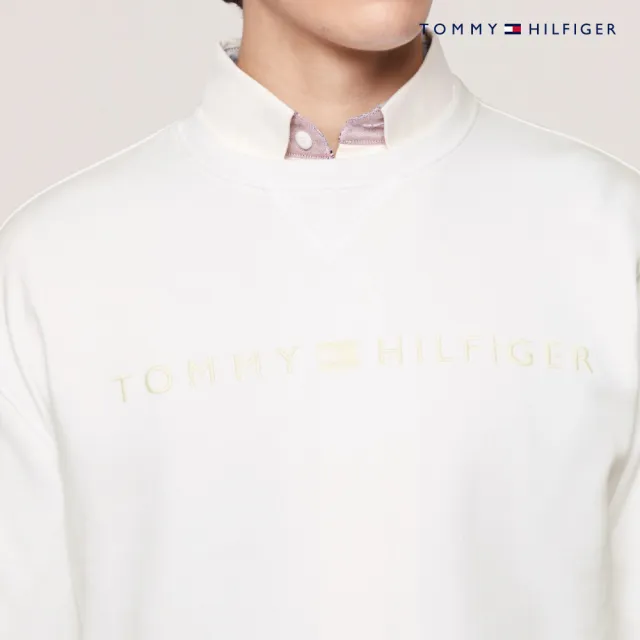 【TOMMY HILFIGER】官方旗艦館 同色調刺繡Logo大學T_白色