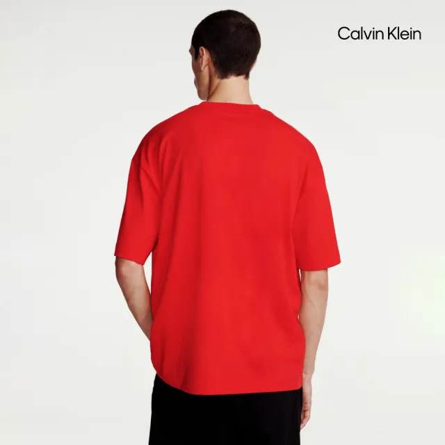 【CALVIN KLEIN】官方旗艦館 CK 重量棉圓領 T 恤_紅色