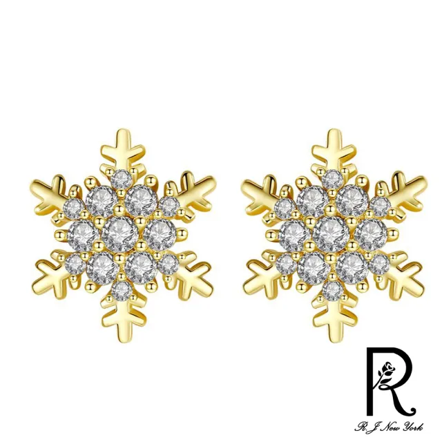 【RJ New York】冰晶雪花設計水鑽華麗時尚典雅耳環(2色可選)