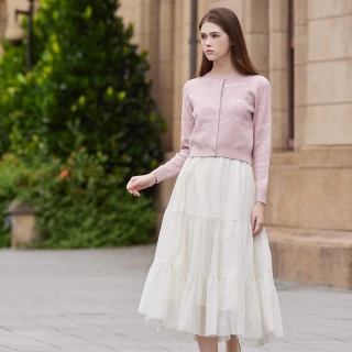 【IENA】亮晶晶抽皺蛋糕裙(#5232015 長裙、網紗裙；藍色/米色)