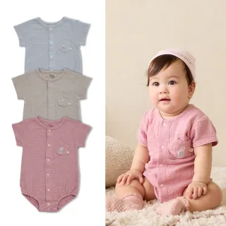 【奇哥官方旗艦】比得兔 嬰幼童裝 彩色比得純棉紗布前開內衣兔裝/包屁衣(3-18個月)