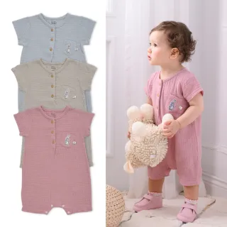 【奇哥】比得兔 嬰幼童裝 彩色比得純棉紗布短袖兔裝/連身衣(6-18個月)